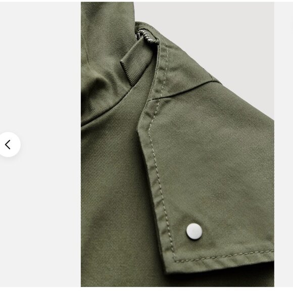 Women's Zara Khaki Green Hooded Parka Trench Coat Size M - Picture 5 of 13